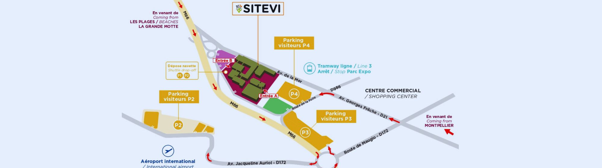 Plan d'accès visiteurs pour se rendre au salon SITEVI.