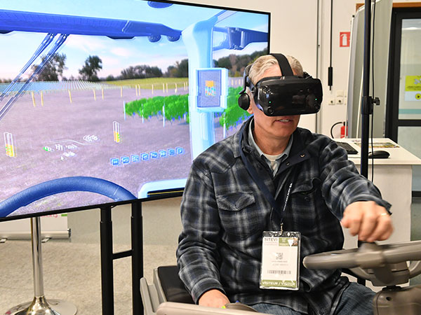 Visitor with a virtual reality headset